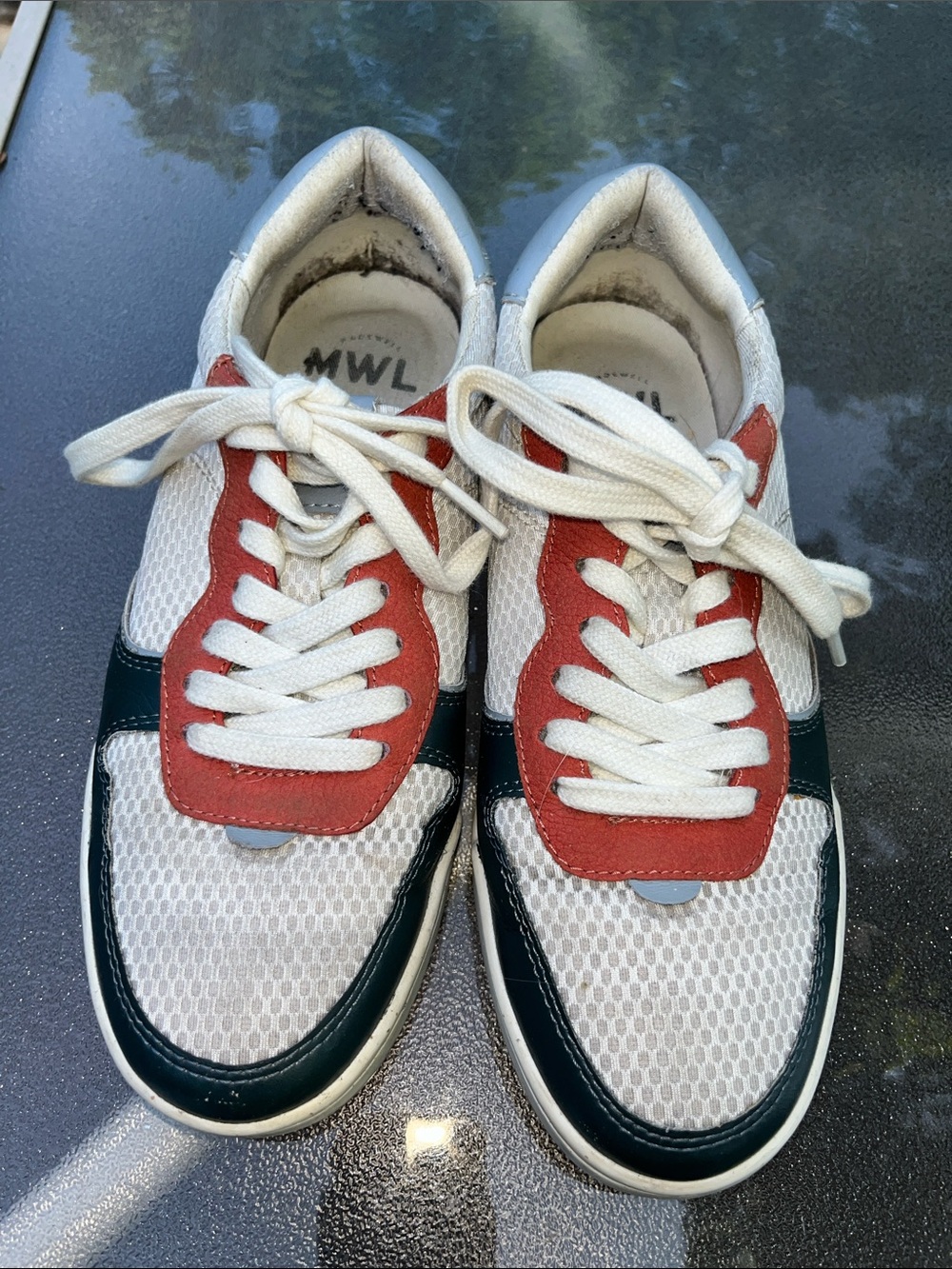 Madewell White Mesh Sneakers with Red and Blue Accents 8.5M